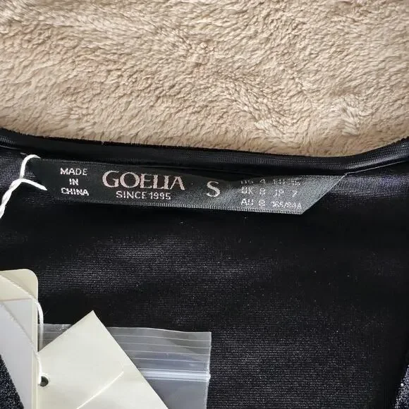 Black Velvet Mini Dress Button Front Long Sleeve Sparkle Holiday Party Cocktail - Picture 8 of 16